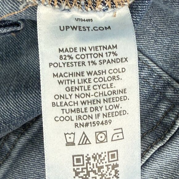 UpWest Relaxed Leg Boho Jeans Size Large Drawstring Released Hem Elastic Back - Picture 9 of 13